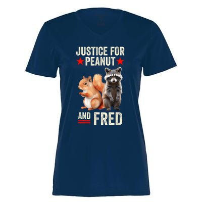 Justice For Peanut The Squirrel And Fred The Raccoon 2024 Women's Momentum V-Neck T-Shirt