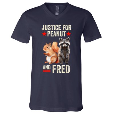 Justice For Peanut The Squirrel And Fred The Raccoon 2024 V-Neck T-Shirt