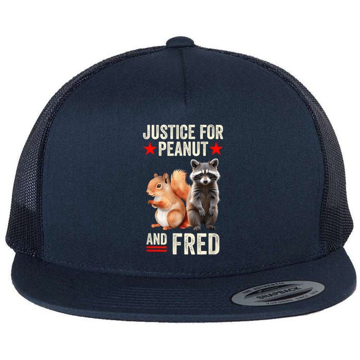 Justice For Peanut The Squirrel And Fred The Raccoon 2024 Flat Bill Trucker Hat