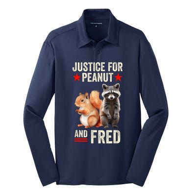 Justice For Peanut The Squirrel And Fred The Raccoon 2024 Silk Touch Performance Long Sleeve Polo