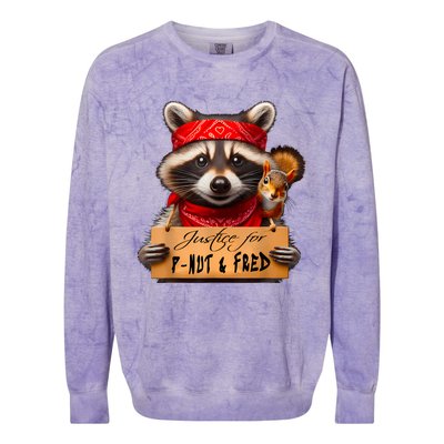 Justice For Peanut The Squirrel Pnut & Fred The Raccoon Colorblast Crewneck Sweatshirt