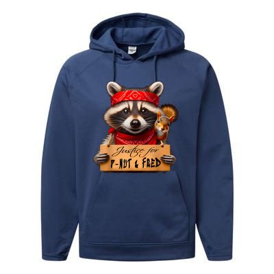 Justice For Peanut The Squirrel Pnut & Fred The Raccoon Performance Fleece Hoodie