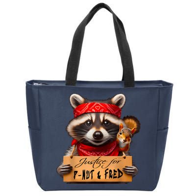 Justice For Peanut The Squirrel Pnut & Fred The Raccoon Zip Tote Bag