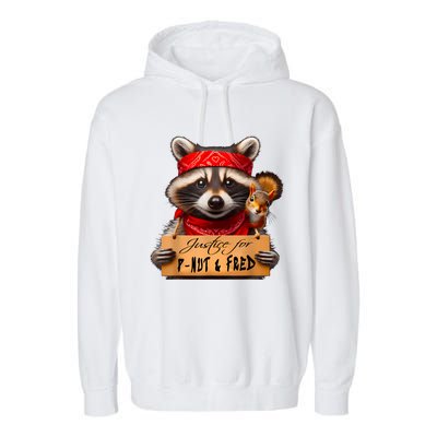 Justice For Peanut The Squirrel Pnut & Fred The Raccoon Garment-Dyed Fleece Hoodie