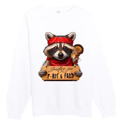 Justice For Peanut The Squirrel Pnut & Fred The Raccoon Premium Crewneck Sweatshirt