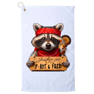 Justice For Peanut The Squirrel Pnut & Fred The Raccoon Platinum Collection Golf Towel