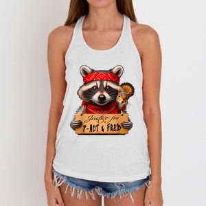 Justice For Peanut The Squirrel Pnut & Fred The Raccoon Women's Knotted Racerback Tank