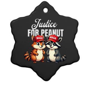 Justice For Peanut Raccoon Hat Lovers Funny Present Ceramic Star Ornament