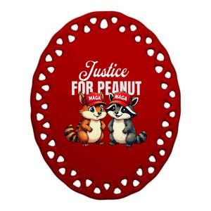 Justice For Peanut Raccoon Hat Lovers Funny Present Ceramic Oval Ornament