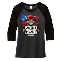 Justice For Peanut The Squirrel Women's Tri-Blend 3/4-Sleeve Raglan Shirt