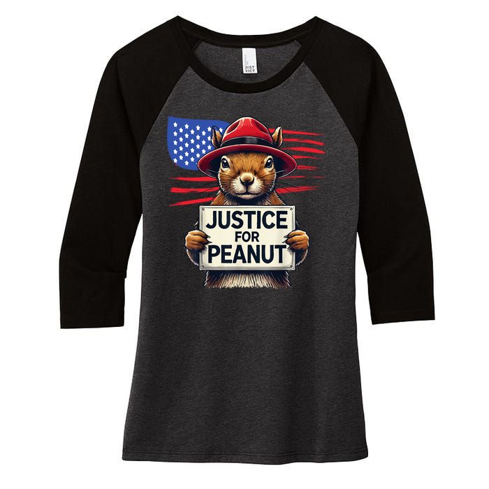 Justice For Peanut The Squirrel Women's Tri-Blend 3/4-Sleeve Raglan Shirt