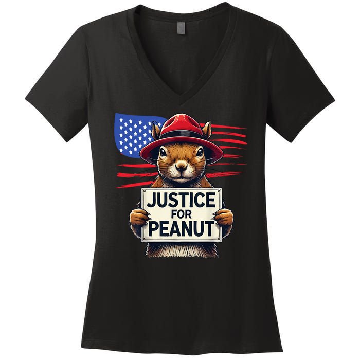 Justice For Peanut The Squirrel Women's V-Neck T-Shirt