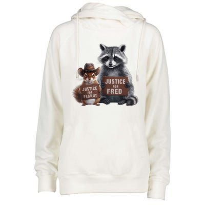 Justice For Peanut The Squirrel Justice For Fred The Raccoon Womens Funnel Neck Pullover Hood