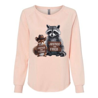 Justice For Peanut The Squirrel Justice For Fred The Raccoon Womens California Wash Sweatshirt