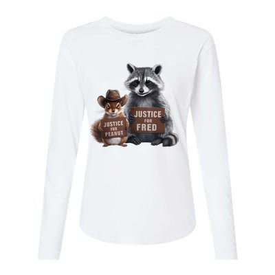 Justice For Peanut The Squirrel Justice For Fred The Raccoon Womens Cotton Relaxed Long Sleeve T-Shirt