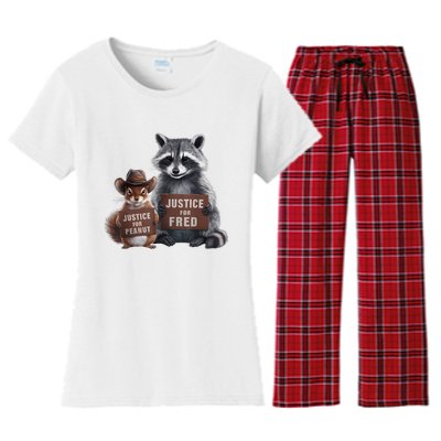 Justice For Peanut The Squirrel Justice For Fred The Raccoon Women's Flannel Pajama Set