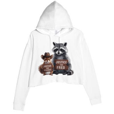 Justice For Peanut The Squirrel Justice For Fred The Raccoon Crop Fleece Hoodie