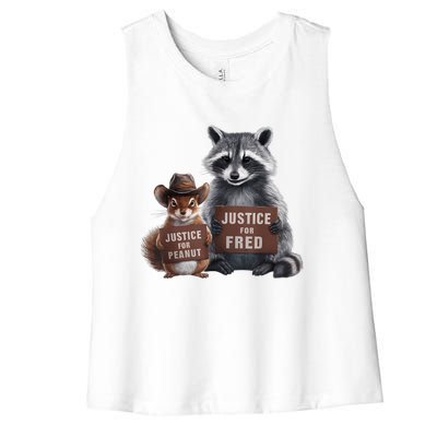 Justice For Peanut The Squirrel Justice For Fred The Raccoon Women's Racerback Cropped Tank