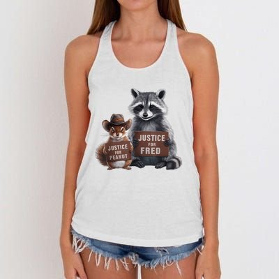 Justice For Peanut The Squirrel Justice For Fred The Raccoon Women's Knotted Racerback Tank