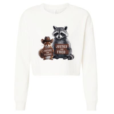 Justice For Peanut The Squirrel Justice For Fred The Raccoon Cropped Pullover Crew