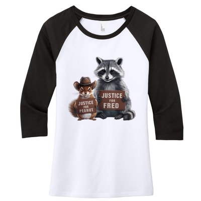 Justice For Peanut The Squirrel Justice For Fred The Raccoon Women's Tri-Blend 3/4-Sleeve Raglan Shirt