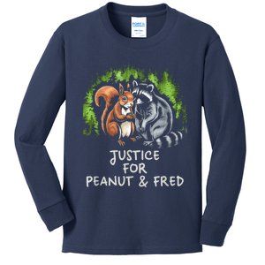 Justice For Peanut The Squirrel And Fred The Raccoon Kids Long Sleeve Shirt