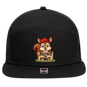 Justice For P Nut Funny Squirrel 7 Panel Mesh Trucker Snapback Hat