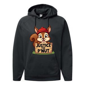 Justice For P Nut Funny Squirrel Performance Fleece Hoodie