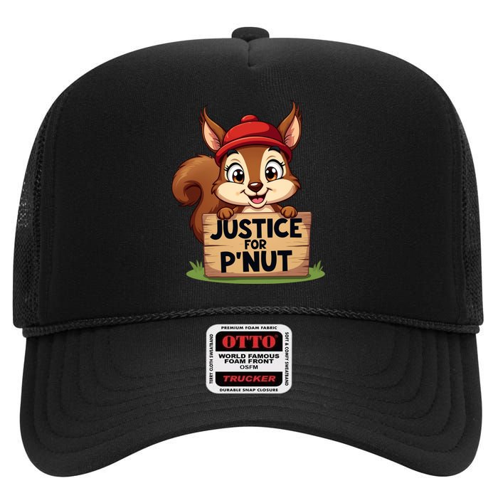 Justice For P Nut Funny Squirrel High Crown Mesh Back Trucker Hat