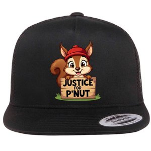 Justice For P Nut Funny Squirrel Flat Bill Trucker Hat