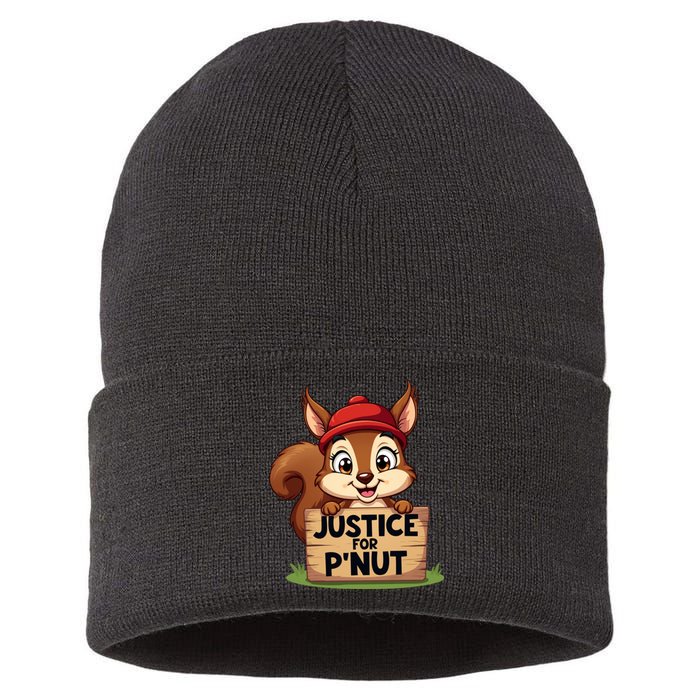 Justice For P Nut Funny Squirrel Sustainable Knit Beanie