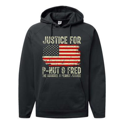 Justice For P Nut And Fred The Squirrel And Peanut Justice Performance Fleece Hoodie