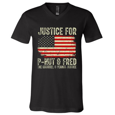 Justice For P Nut And Fred The Squirrel And Peanut Justice V-Neck T-Shirt