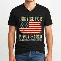 Justice For P Nut And Fred The Squirrel And Peanut Justice V-Neck T-Shirt