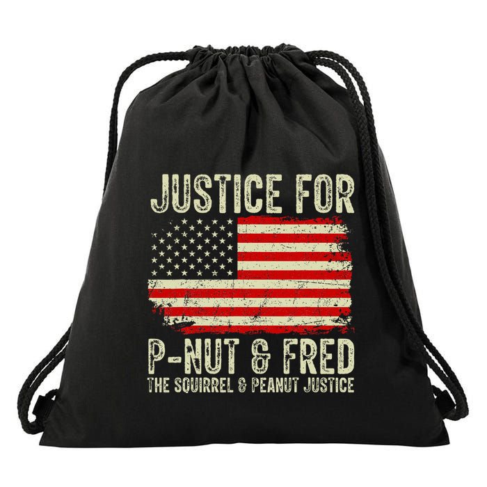 Justice For P Nut And Fred The Squirrel And Peanut Justice Drawstring Bag