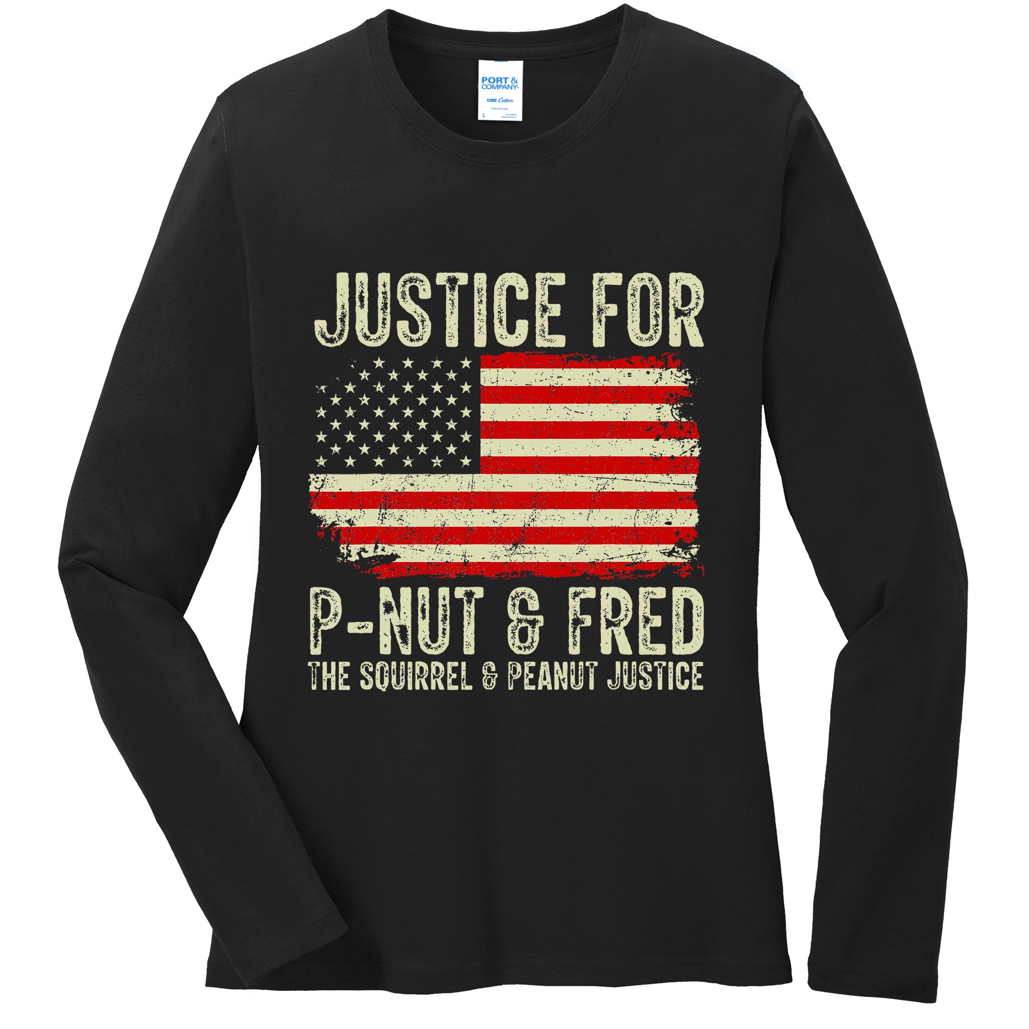 Justice For P Nut And Fred The Squirrel And Peanut Justice Ladies Long Sleeve Shirt