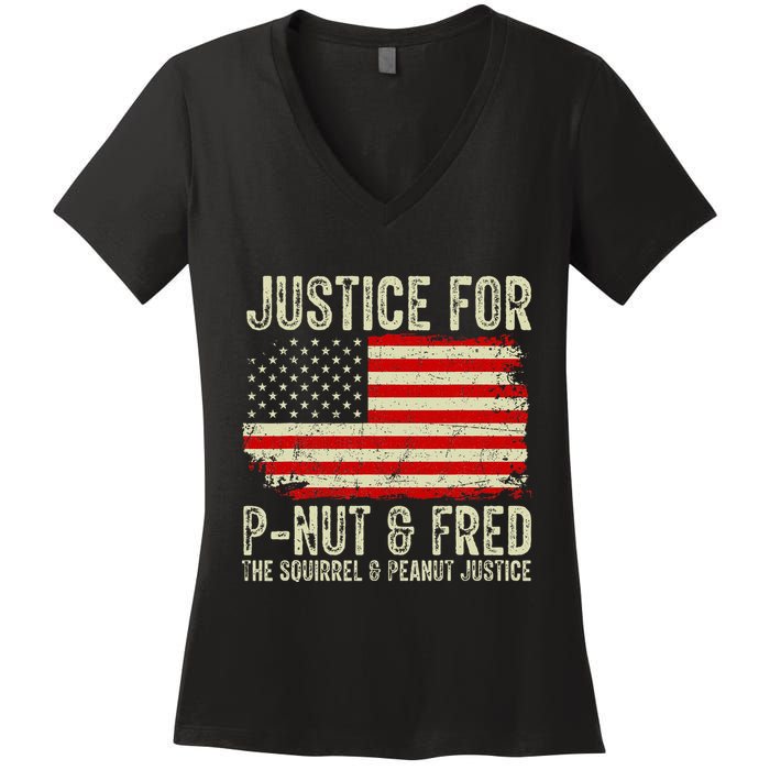 Justice For P Nut And Fred The Squirrel And Peanut Justice Women's V-Neck T-Shirt