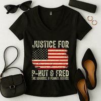 Justice For P Nut And Fred The Squirrel And Peanut Justice Women's V-Neck T-Shirt
