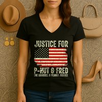 Justice For P Nut And Fred The Squirrel And Peanut Justice Women's V-Neck T-Shirt