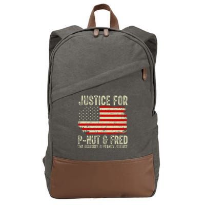 Justice For P Nut And Fred The Squirrel And Peanut Justice Cotton Canvas Backpack