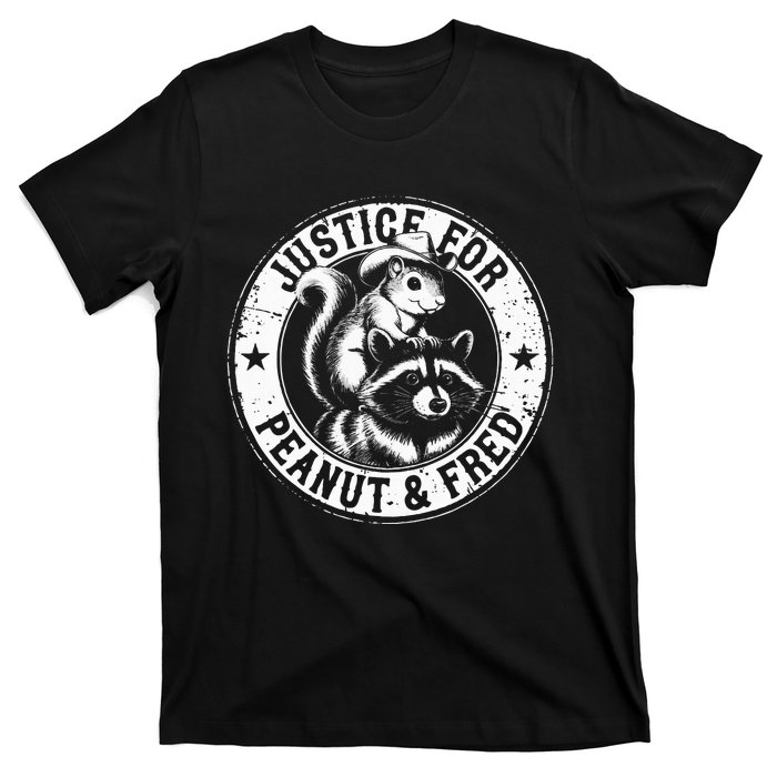 Justice For Peanut & Fred Cute Squirrel Cowboy Hat Racoon T-Shirt