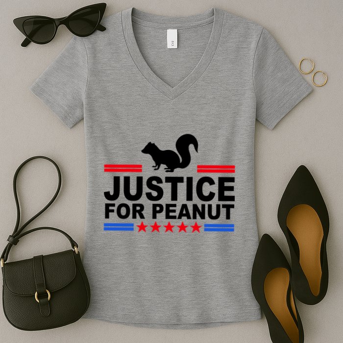 Justice For Peanut The Squirrel 2024 Women's V-Neck T-Shirt
