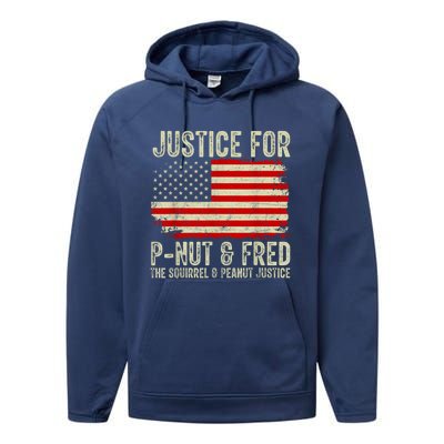 Justice For Pnut And Fred The Squirrel And Peanut Justice Performance Fleece Hoodie