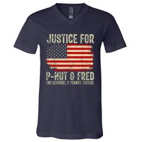 Justice For Pnut And Fred The Squirrel And Peanut Justice V-Neck T-Shirt