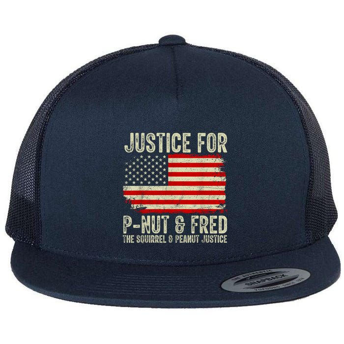 Justice For Pnut And Fred The Squirrel And Peanut Justice Flat Bill Trucker Hat