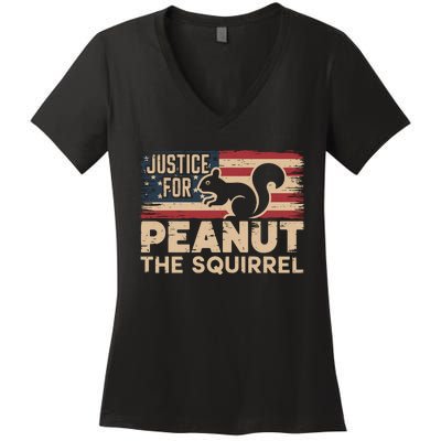 Justice For Peanut The Squirrel Te Peanut Squirrel Women's V-Neck T-Shirt