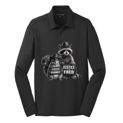 Justice For Peanut The Squirrel And Fred The Raccoon Silk Touch Performance Long Sleeve Polo