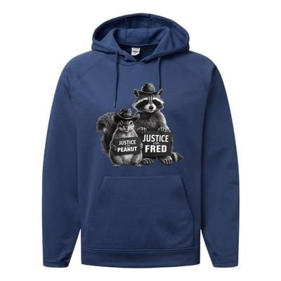 Justice For Peanut The Squirrel And Fred The Raccoon Performance Fleece Hoodie