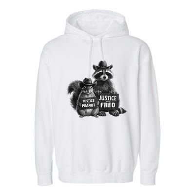 Justice For Peanut The Squirrel And Fred The Raccoon Garment-Dyed Fleece Hoodie