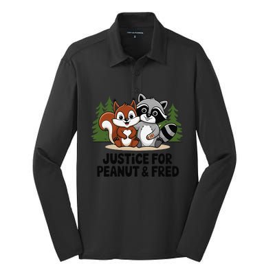 Justice For Peanut The Squirrel And Fred The Raccon Silk Touch Performance Long Sleeve Polo